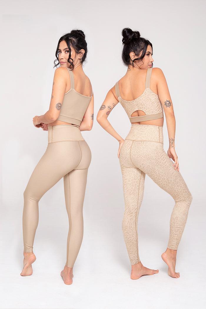 Vivacolor Activewear Set Medium / Tan Reversible High-Waisted Leggings & Top Set - Ultimate Comfort for Training